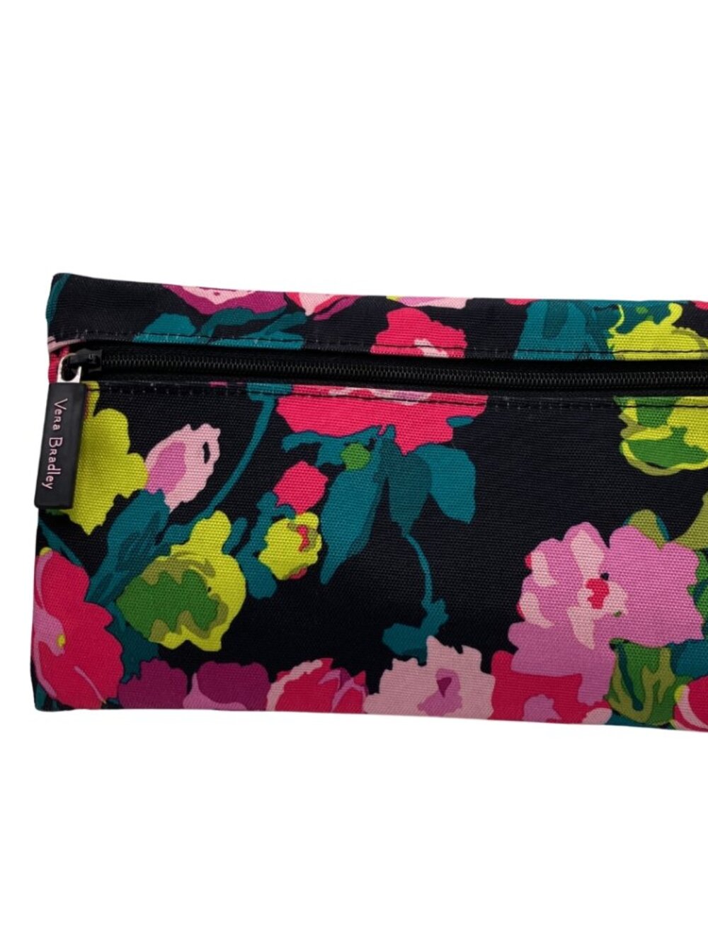 Vera Bradley Hilo Meadow Pencil & Brush Case Bag Rectangular Floral Black Pink